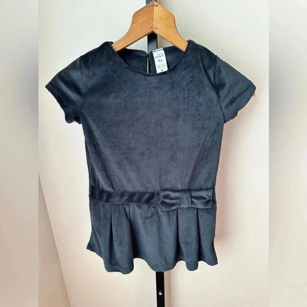 Carters 6x black velour top